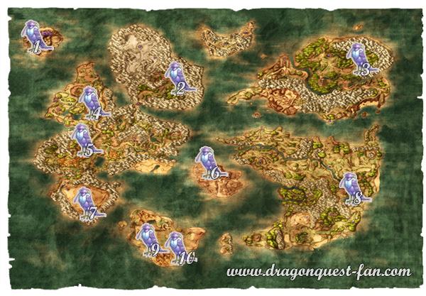 Carte Zones Accessibles dans les airsDragon Quest