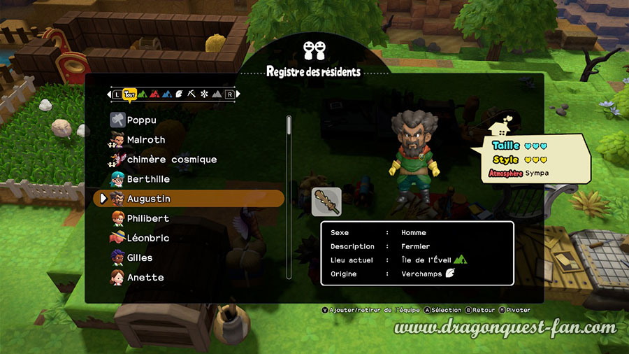 Dragon Quest Builders 2 Salle qui plairont aux résidents